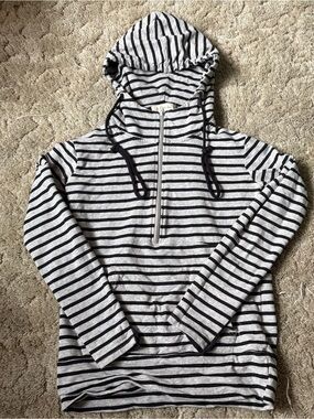 Vanilla Bay Black & Light Gray Striped Zip Top